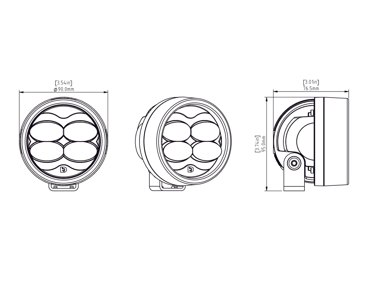 Pod de farol de neblina LED D3 com tecnologia DataDim™