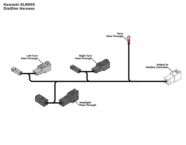 Plug-&-Play DialDim Wiring Adapter for Kawasaki KLR 650