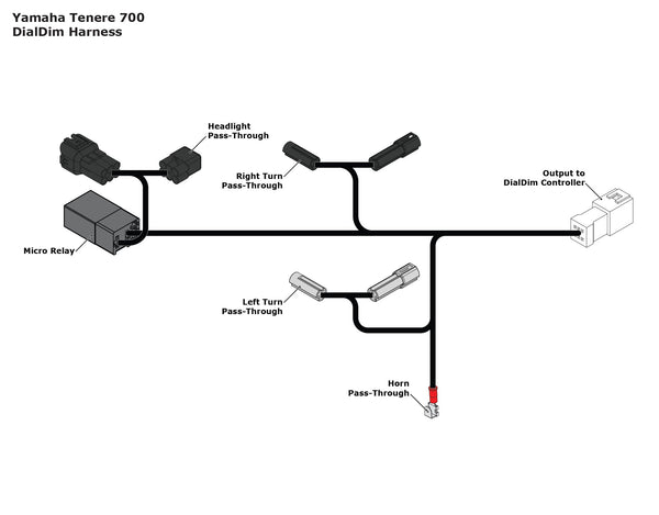 Plug-&-Play DialDim Wiring Adapter for Yamaha Tenere 700