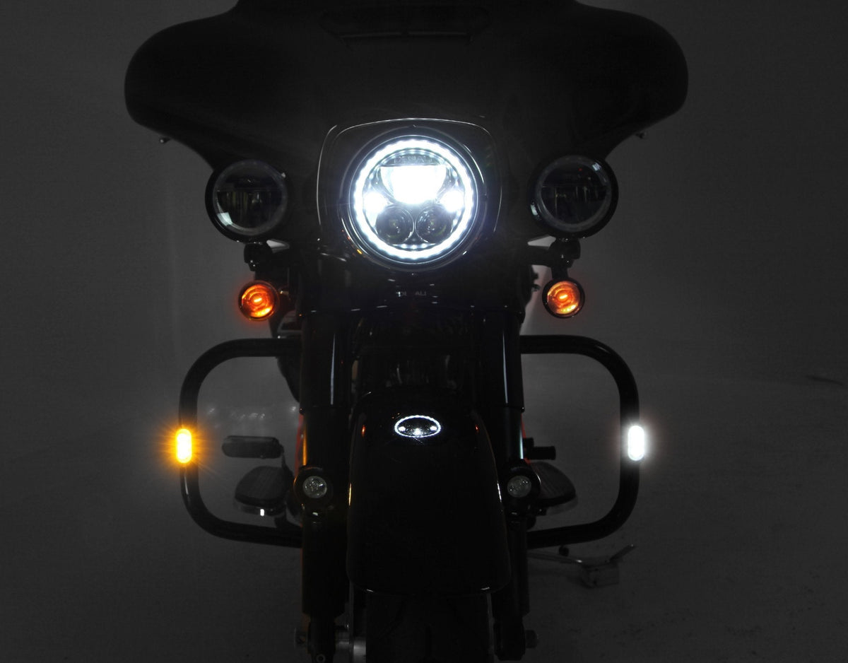 T3 前转向 LED 转向信号灯盒,带 V 型双发动机护罩安装座