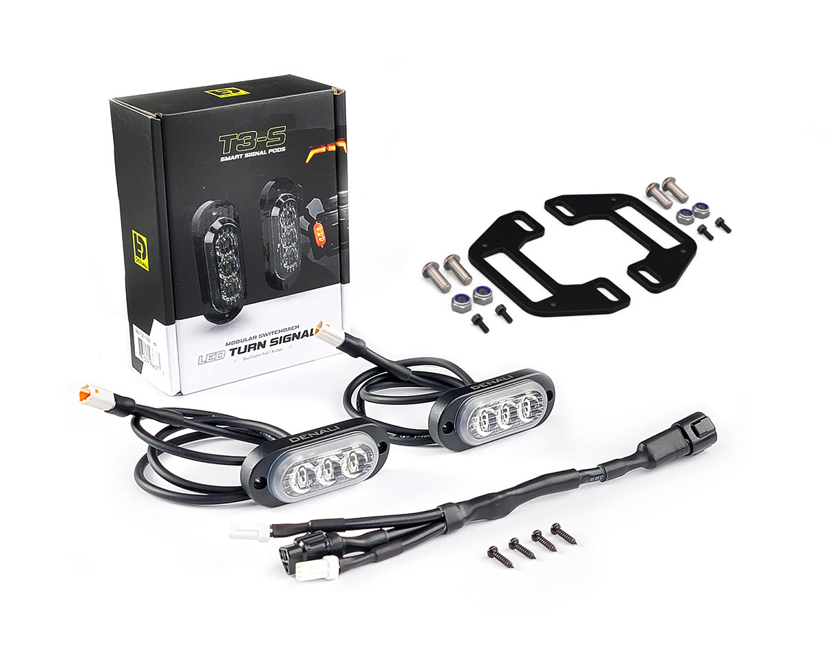 T3-S™ Smart Turn Signal & DRL Pods with License Plate Mount for Motorcycles – Rear