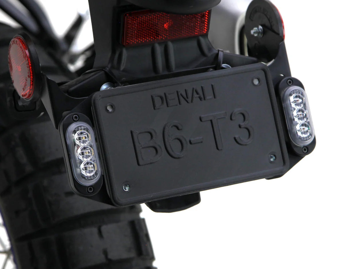 T3-S™ Smart Turn Signal & DRL Pods with License Plate Mount for Motorcycles – Rear