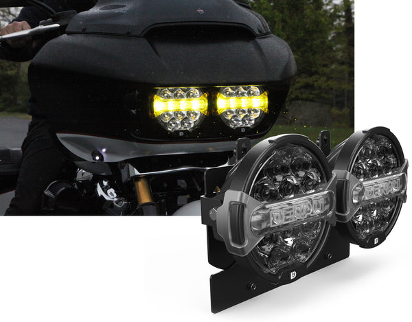 D14 Destroyer LED motorcykel forlygte opgraderingssæt til Harley-Davidson Road Glide, '15-'23