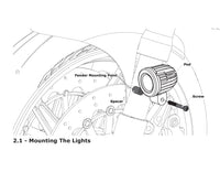 Mocowanie świateł drogowych — błotnik, śruby M5 i M6