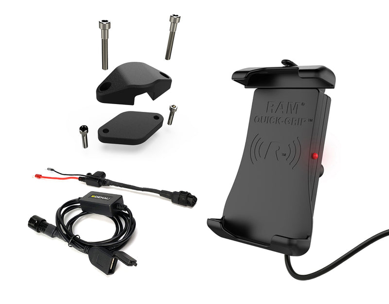 Rally Phone Mount Kit with Wireless Charging Plug-&-Play Harness - Kawasaki KLR650